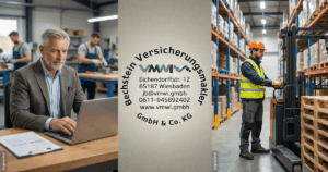 Versicherungsmakler und Mitarbeiter in Lager und Büro