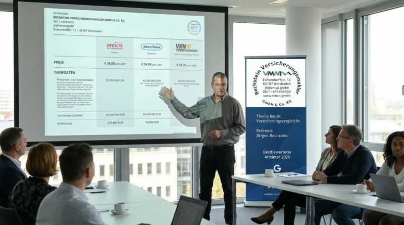 Geschäftspräsentation zu Versicherungsvergleichen im Konferenzraum