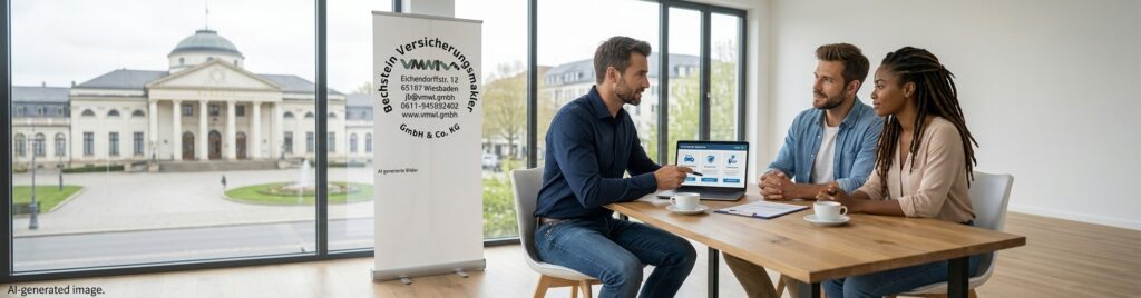 Versicherungsberatung mit Laptop in modernem Büro