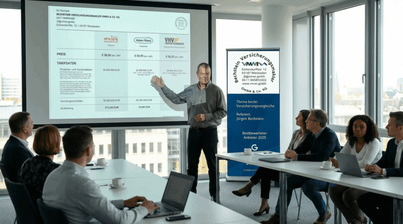 Geschäftspräsentation über Versicherungsvergleiche im Konferenzraum