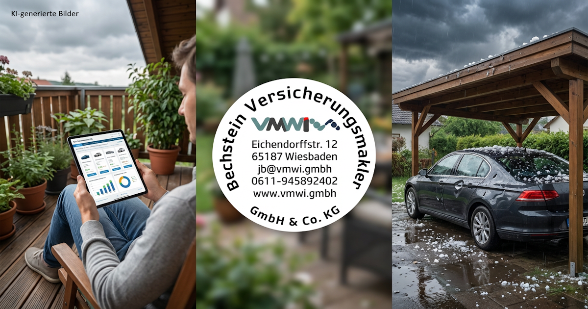 Versicherungsmakler Bechstein Werbung mit Auto und Tablet