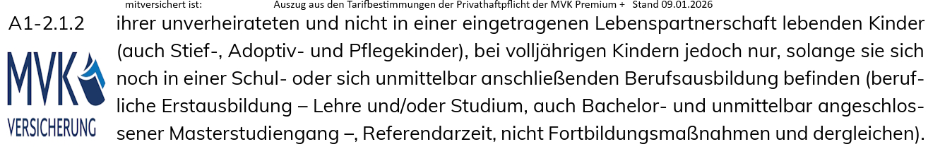 MVK Versicherung Tarifbestimmungen Privathaftpflicht Auszug