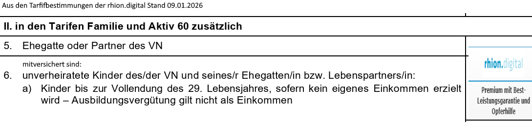 Versicherungsbedingungen Familie und Aktiv 60 Abschnitt
