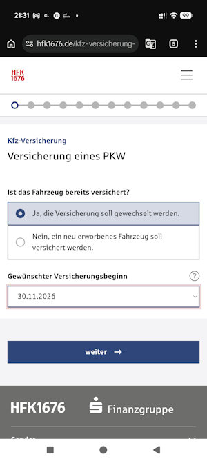 Autoversicherung mobil beantragen